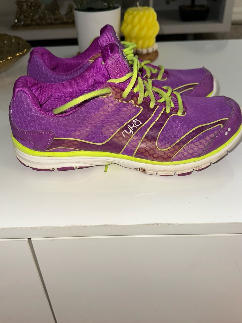 Ryka Purple Athletic Running Shoes with Lime Accents